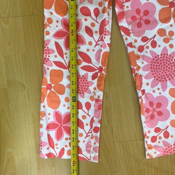 Vintage Esprit Floral Pants Capris Orange Pink Slit Button Clasp Size 5/6 - Picture 6 of 7